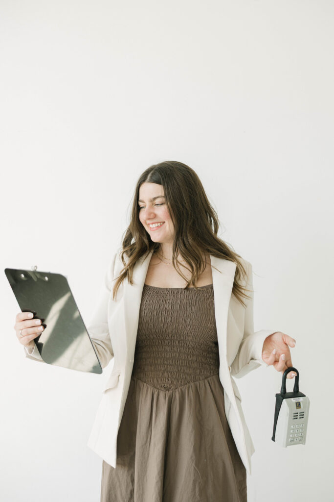 Behind-the-scenes of a modern realtor brand photoshoot with outfit changes