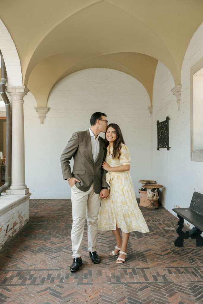 Romantic portrait of a couple during their Villa Terrace engagement session in Milwaukee