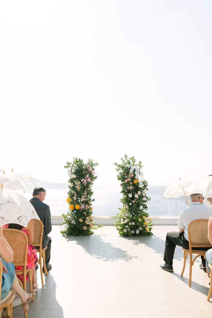 ceremony setup at Le Ciel Santorini wedding venue